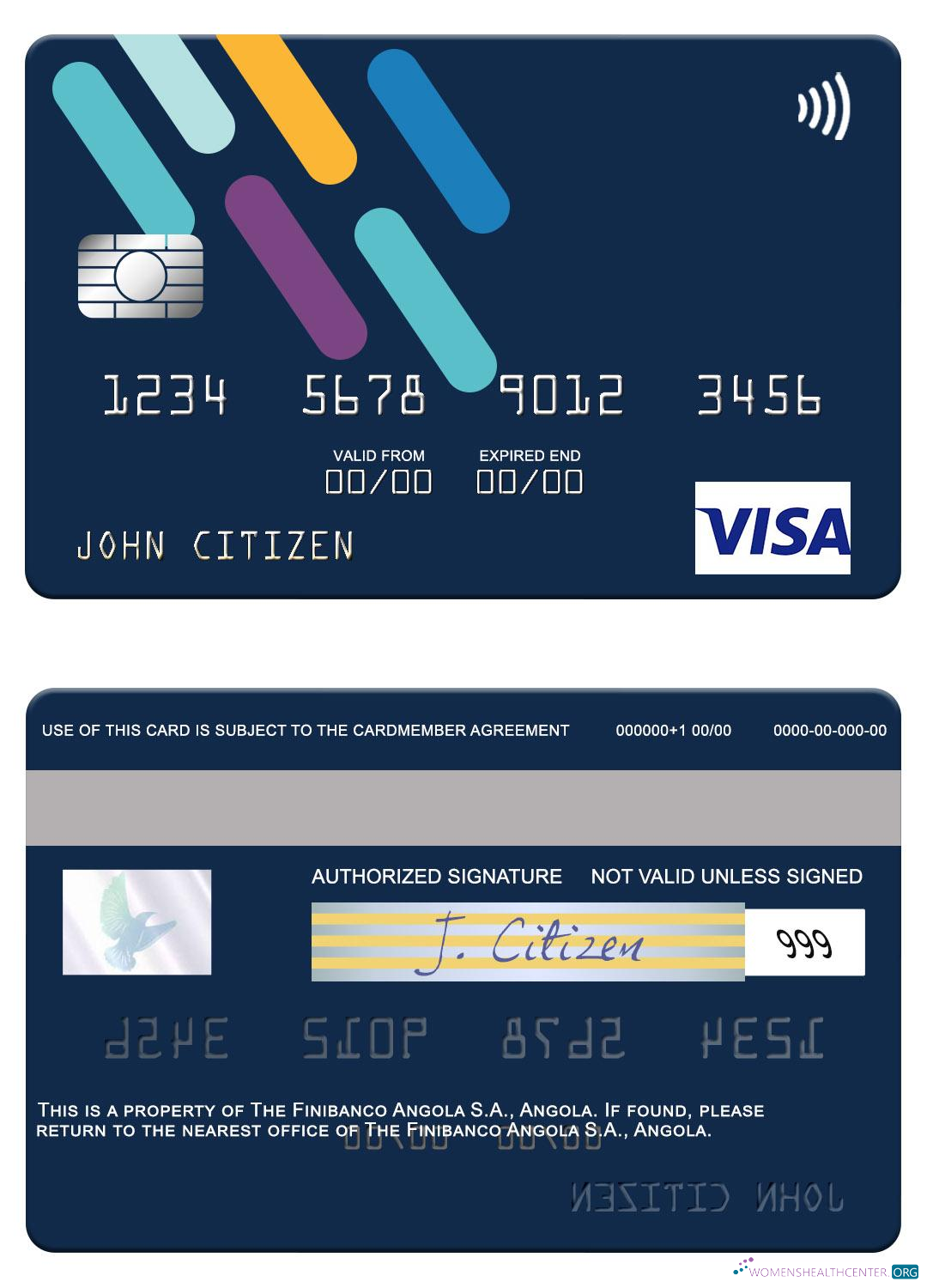 Download Angola Finibanco Angola S.A. visa card Photoshop template